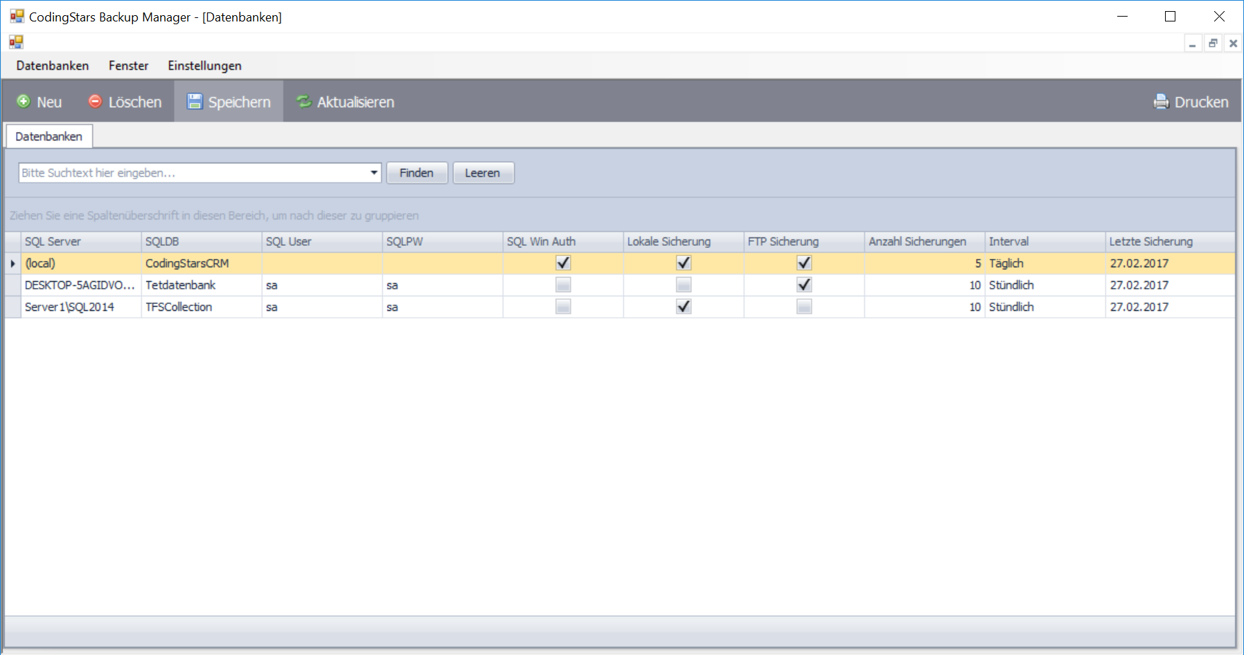 SQL Datenbanken sichern